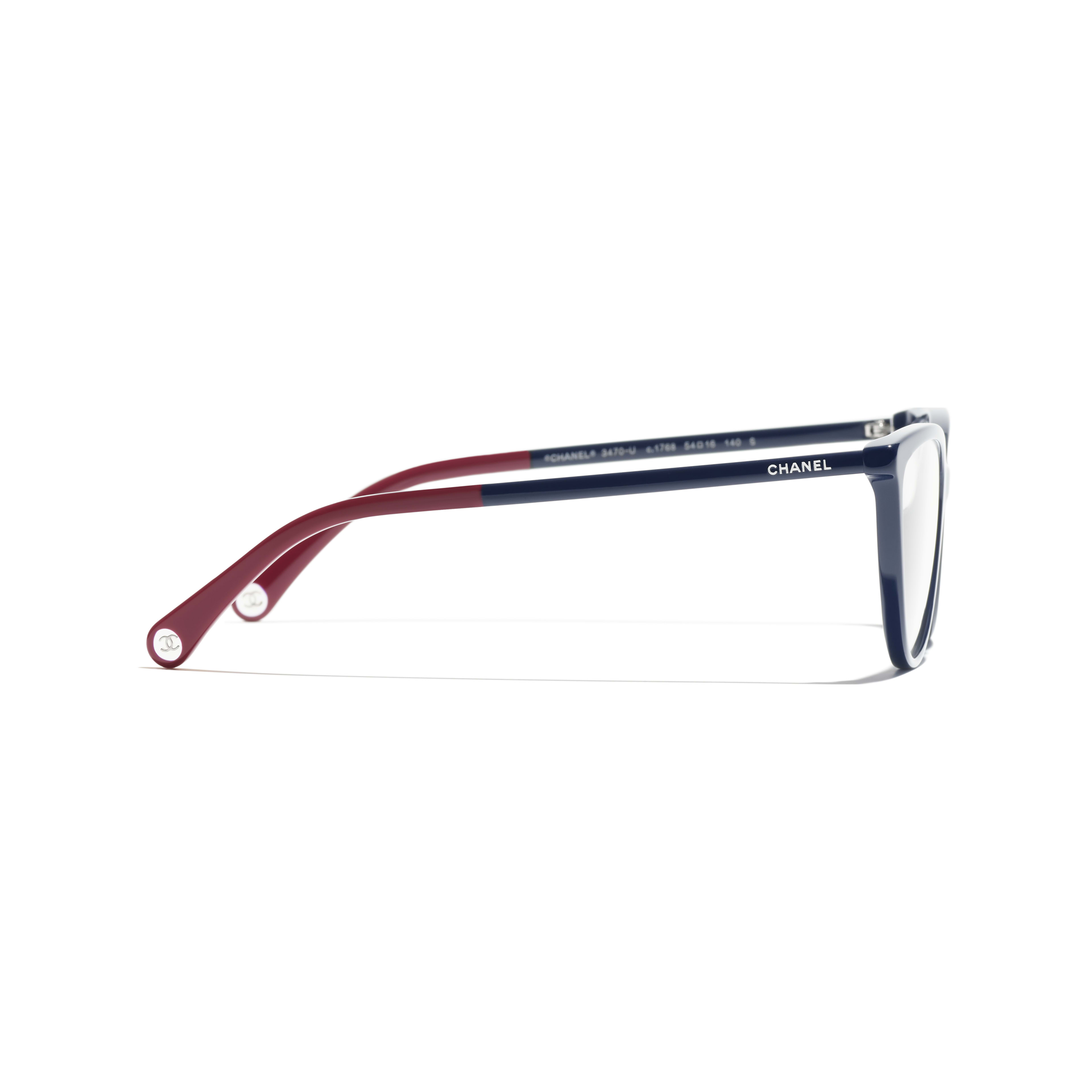 Lentes para graduar con montura ojo de gato - Azul marino y burdeos - Acetato - CHANEL - Otra vista