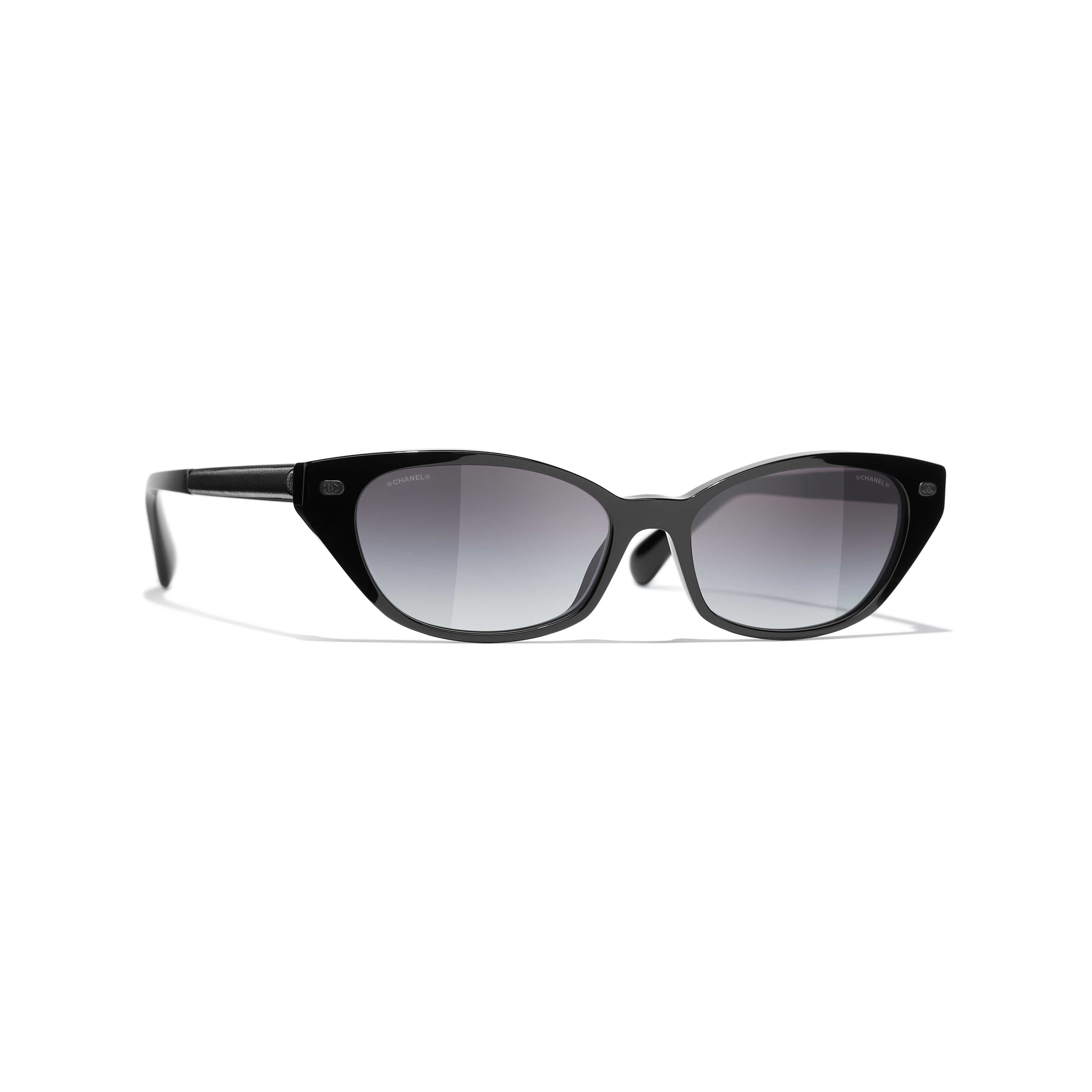 Cat Eye Sunglasses Acetate & Lambskin black Grey  lenses - packshot default