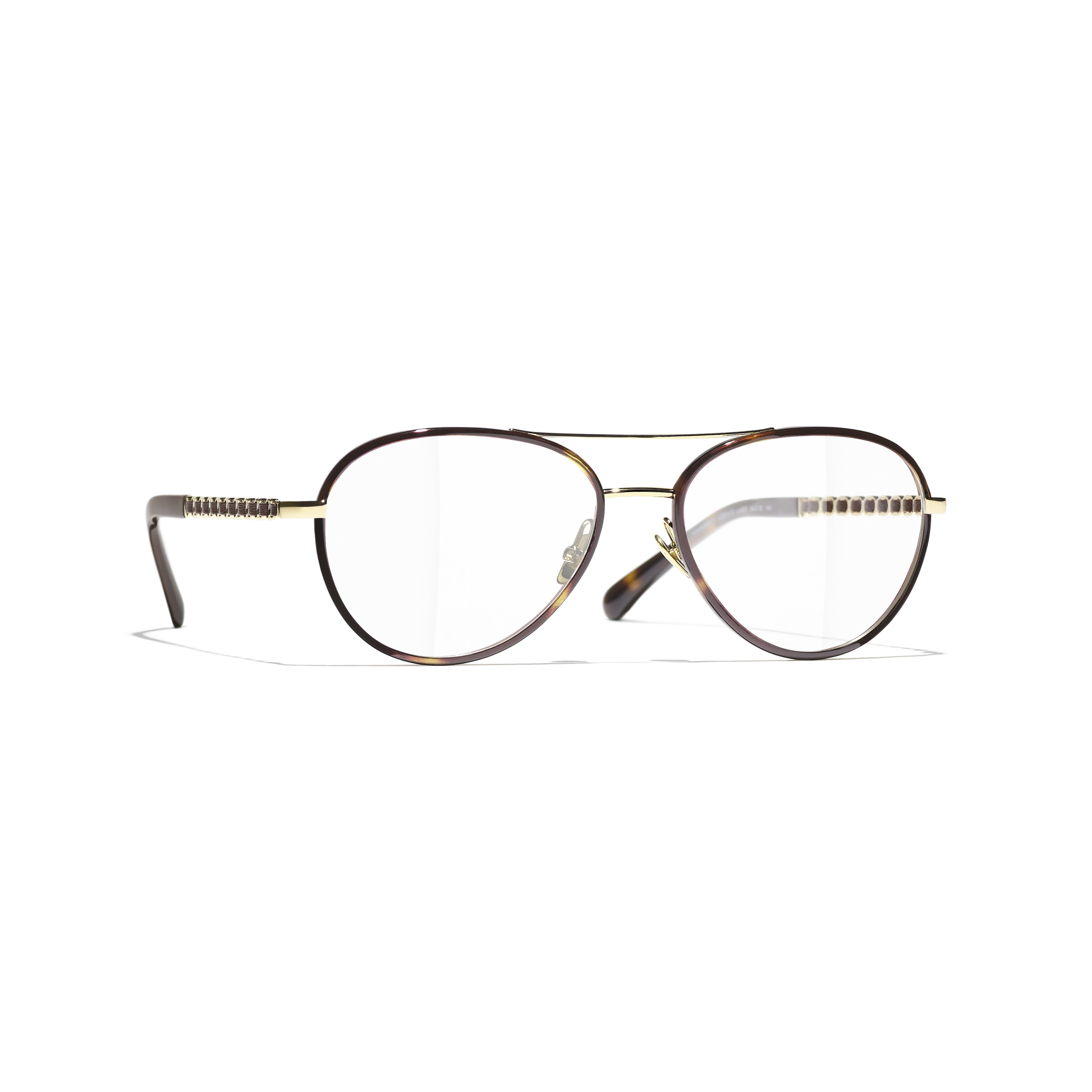 Lunettes pilote - Doré & écaille - Métal & veau - CHANEL - Vue par défaut