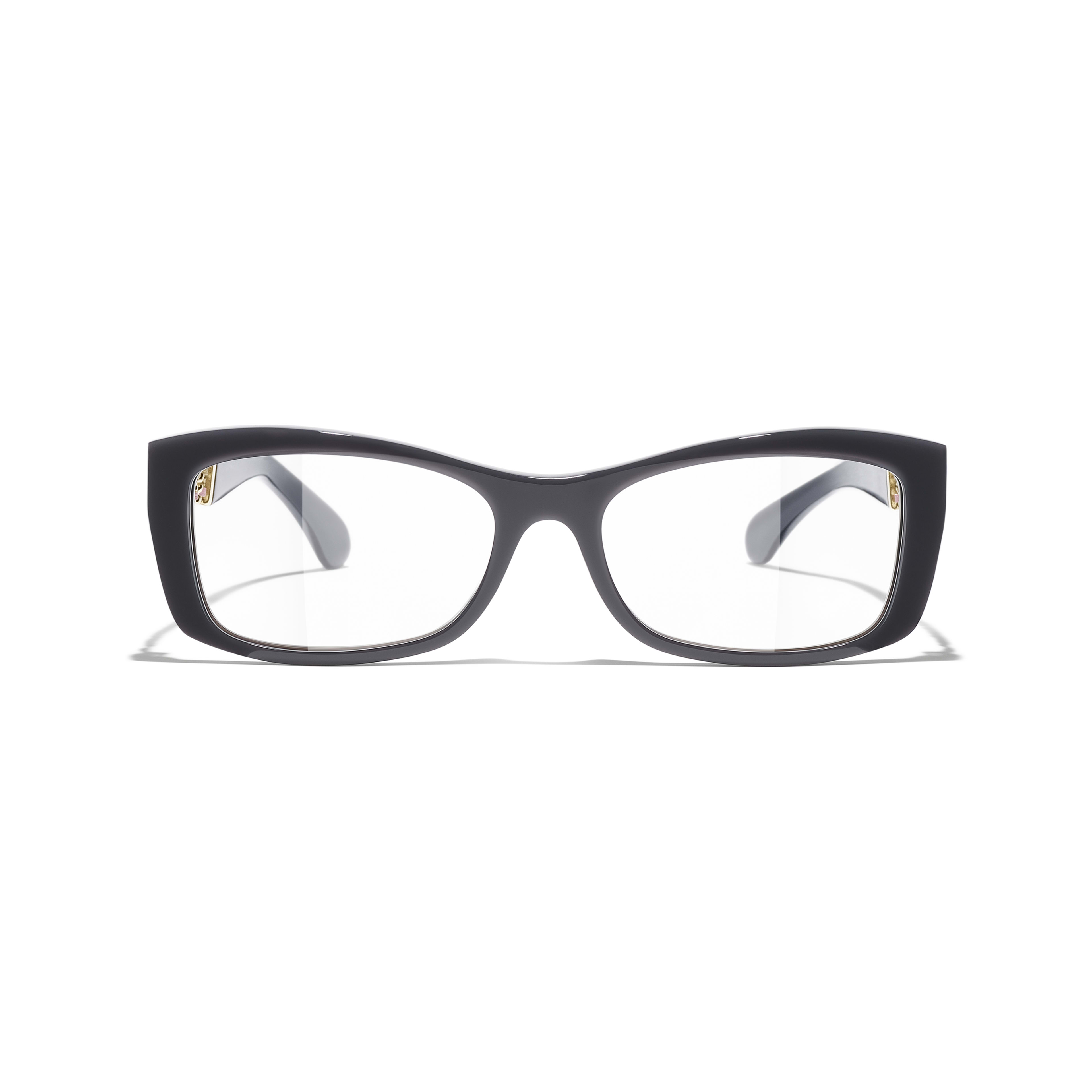 Gafas para graduar rectangulares - Gris - Acetato, metal y piel de ternera - CHANEL - Vista alternativa