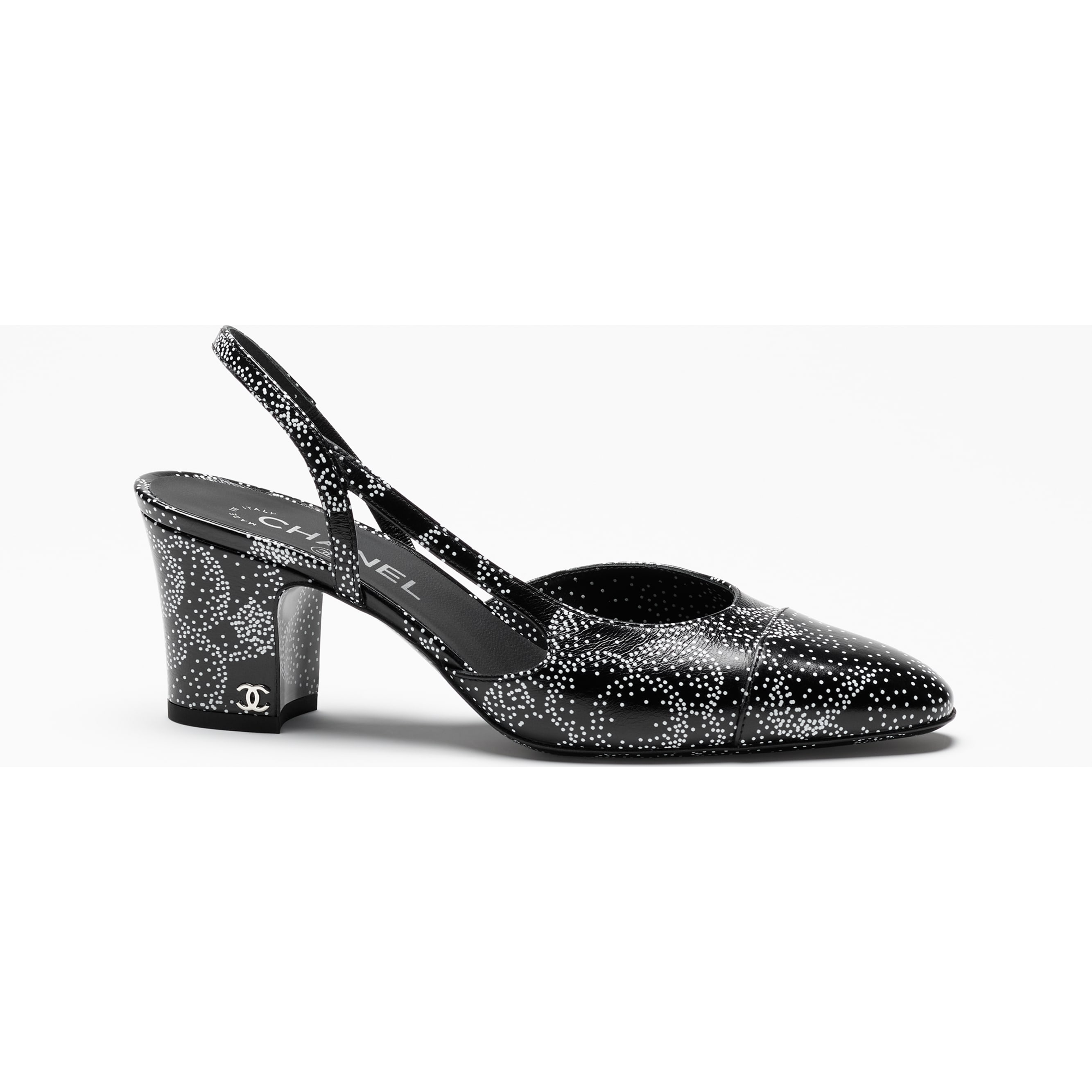 Slingbacks - Glittered tweed & tweed, black, silver & navy blue