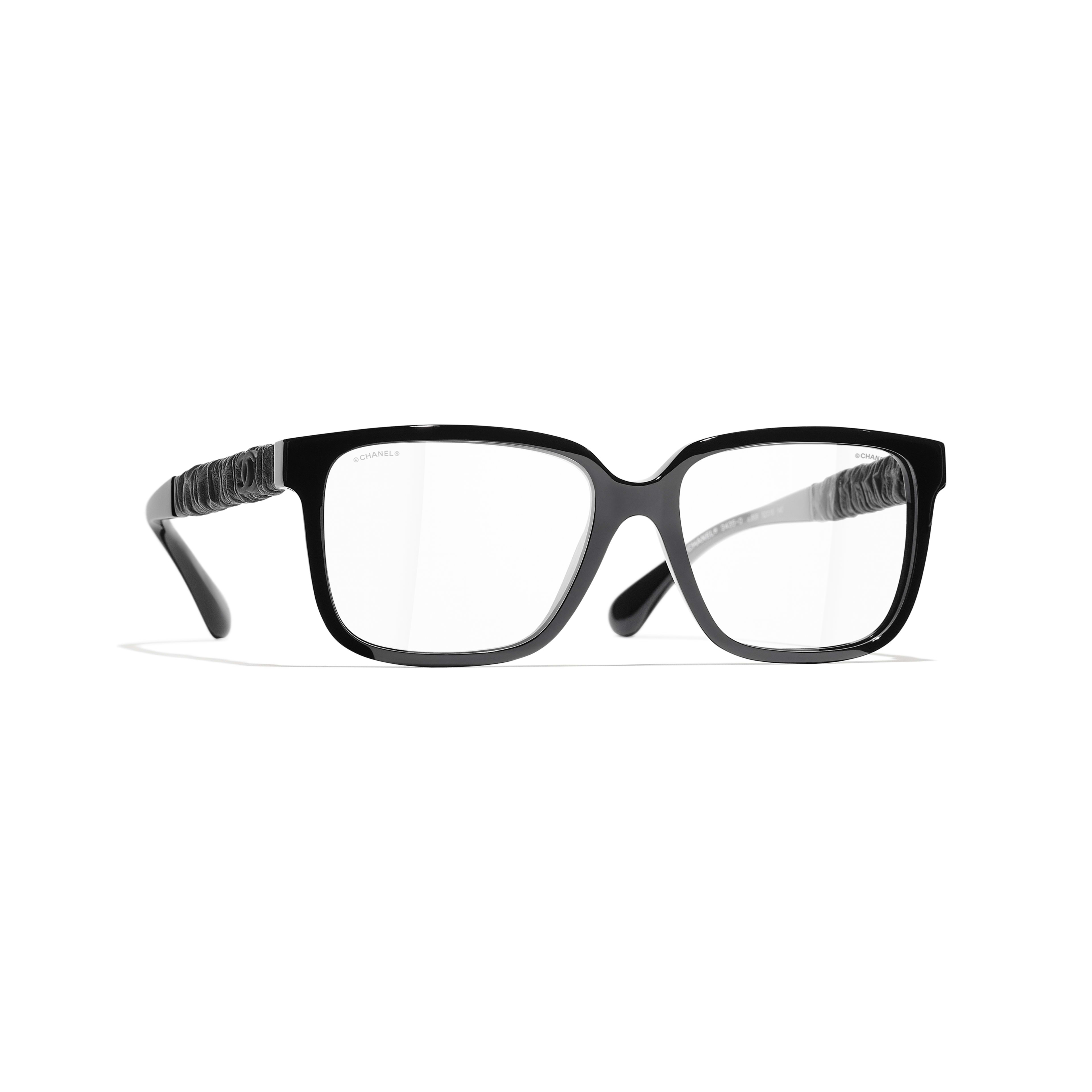 Gafas cuadradas anti luz azul Acetato y piel de ternera negro Transparente  lentes - packshot default