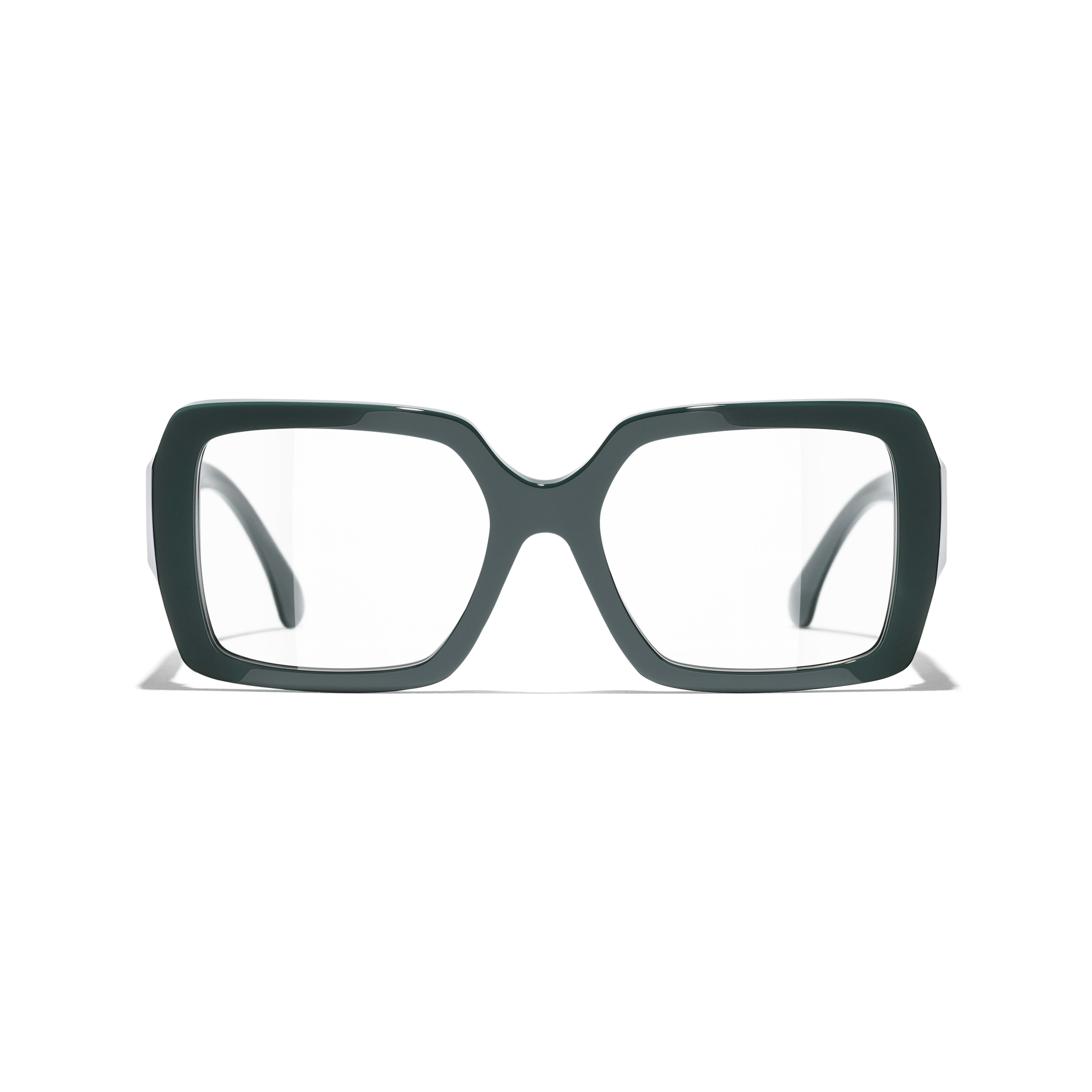 Square Eyeglasses - Dark Green - Acetate - CHANEL - Alternative view