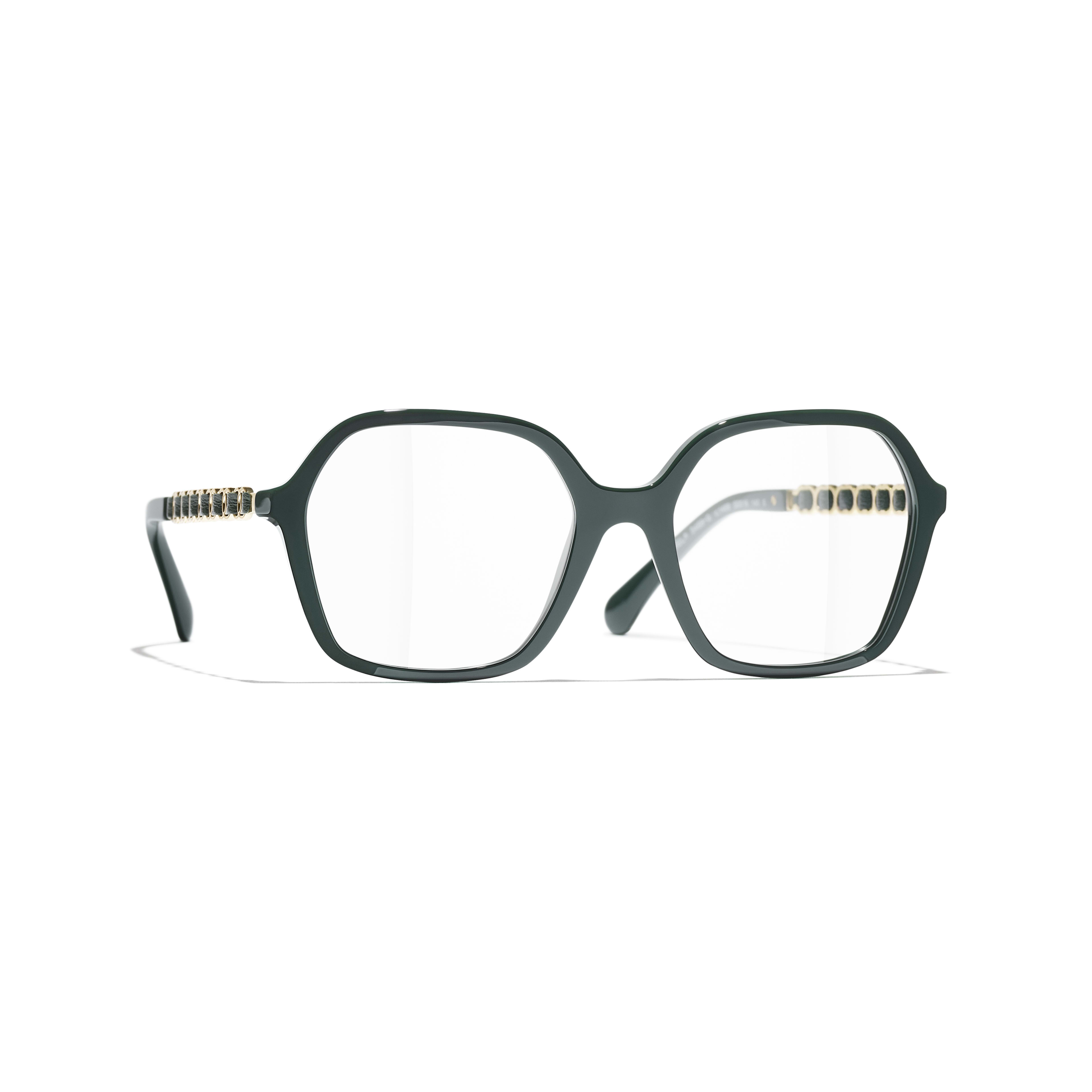 Square Eyeglasses Acetate & Calfskin dark green - packshot default