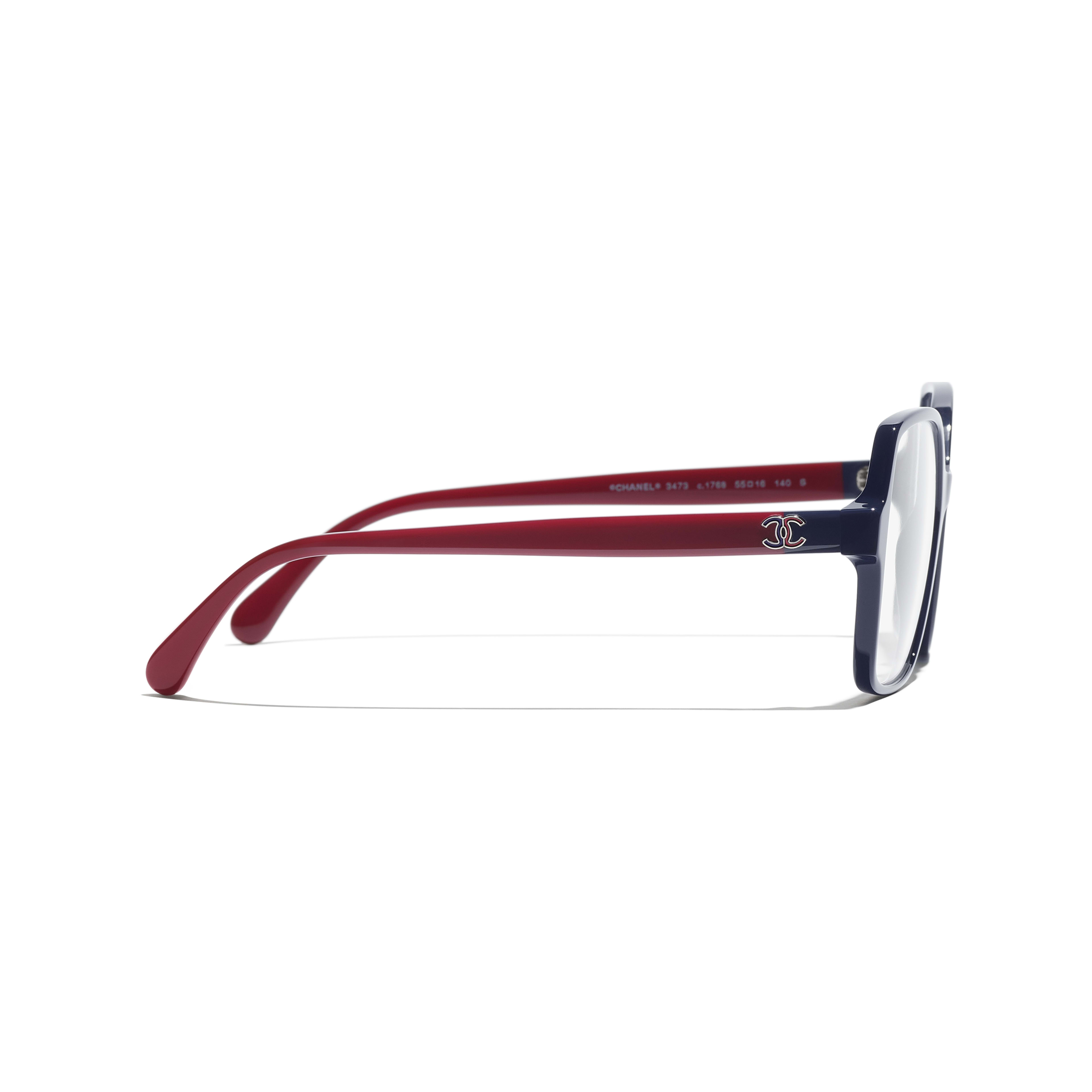 Square Eyeglasses - Navy Blue & Burgundy - Acetate - CHANEL - Other view