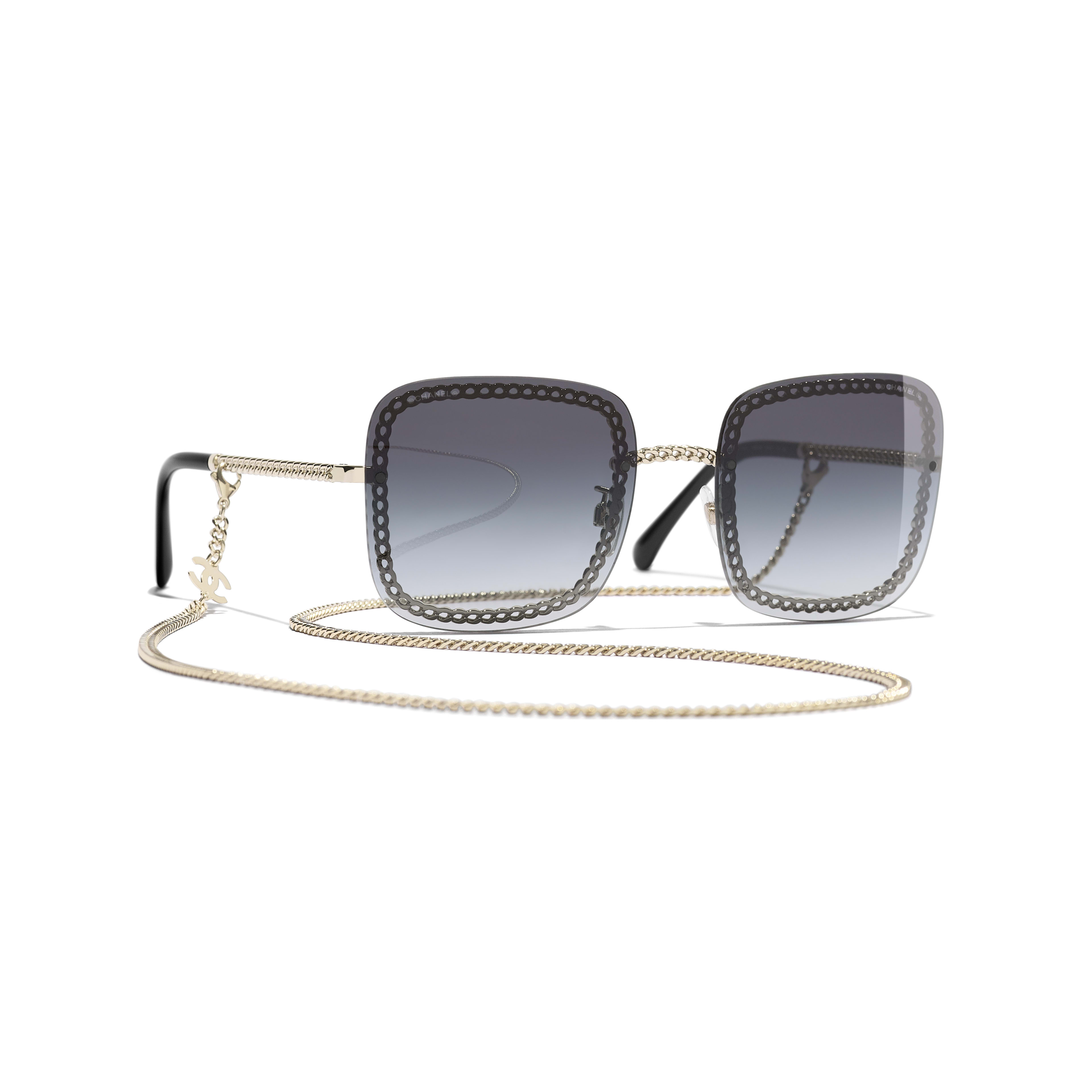 Chanel - Square Sunglasses - Black Gold Gray Gradient - Chanel