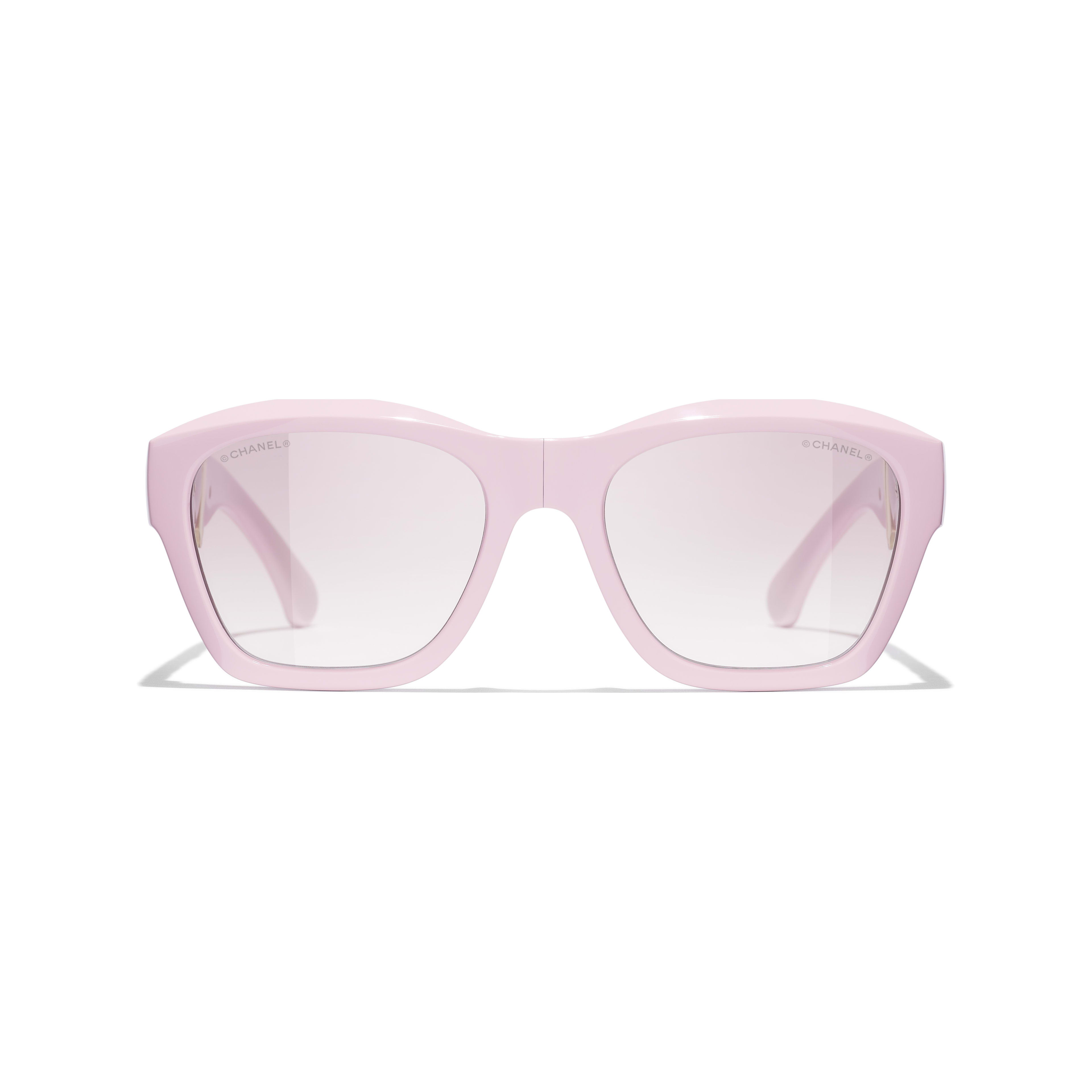 Occhiali quadrati da sole - Rosa pallido - Nylon - CHANEL - Immagine diversa