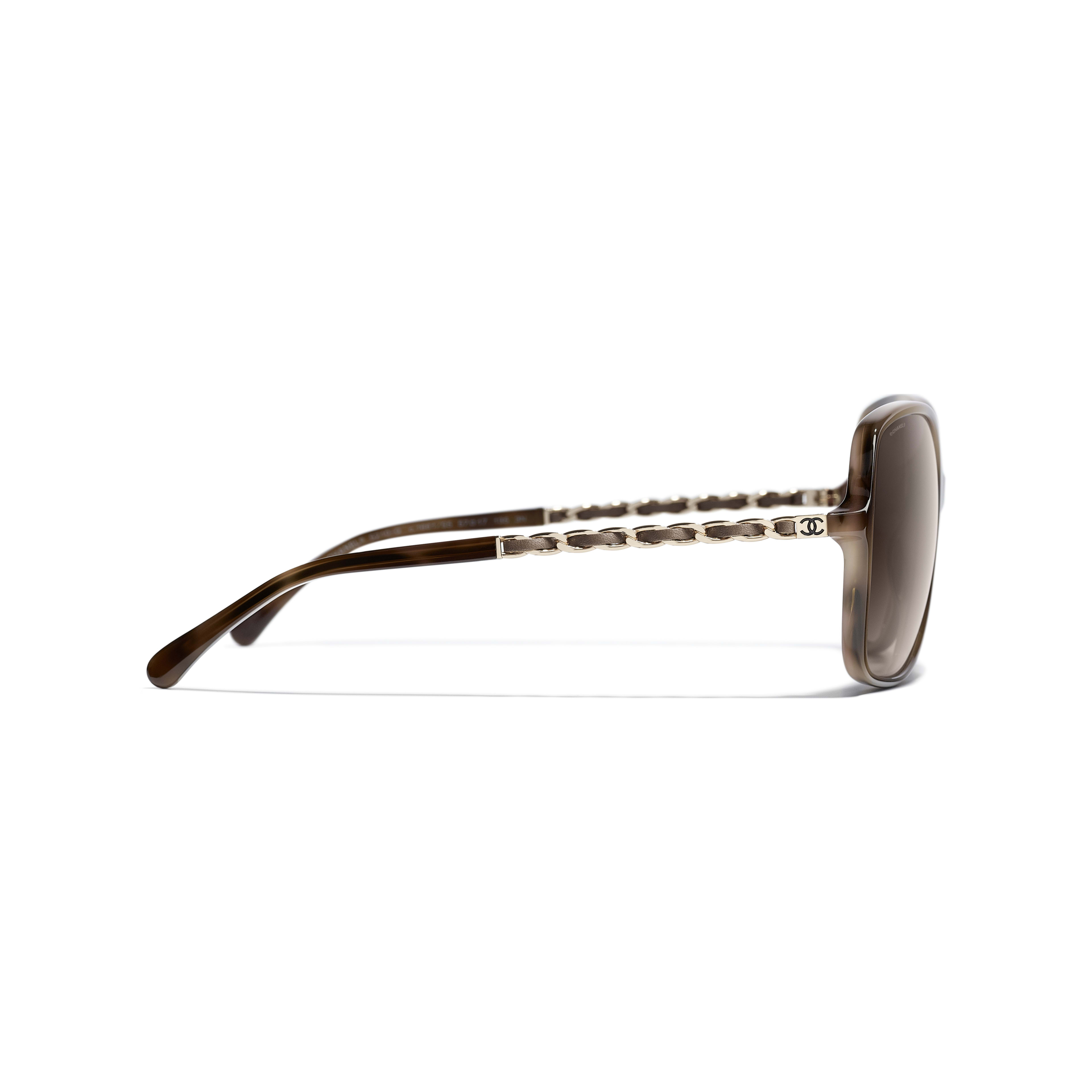 Square Sunglasses - Tortoise - Acetate & Lambskin - CHANEL - Other view