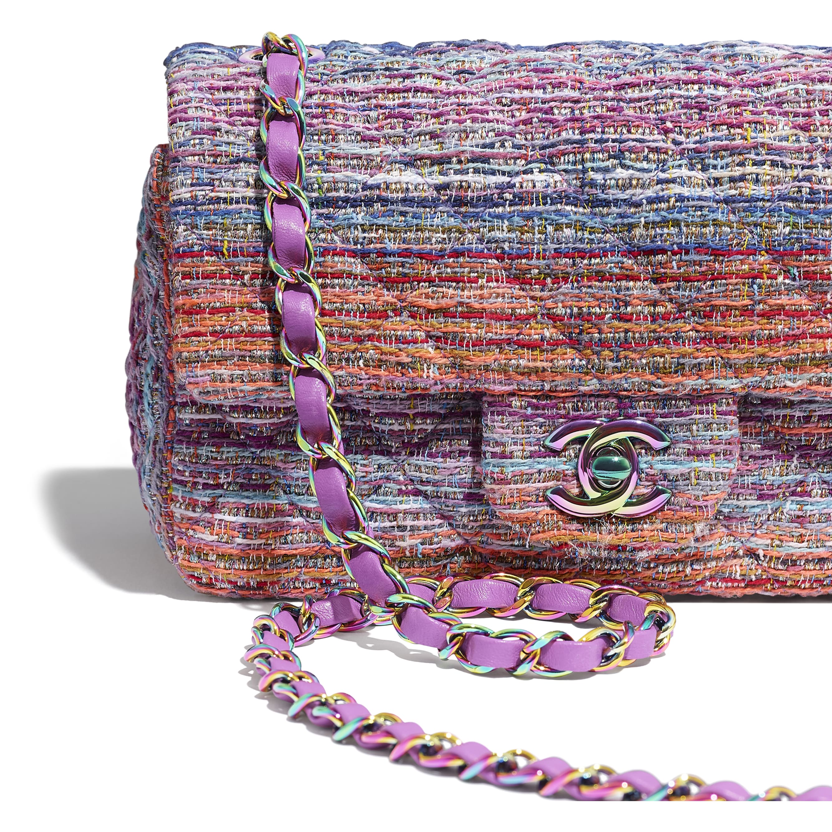 Tweed & Rainbow Metal Multicolor Mini Flap Bag | CHANEL