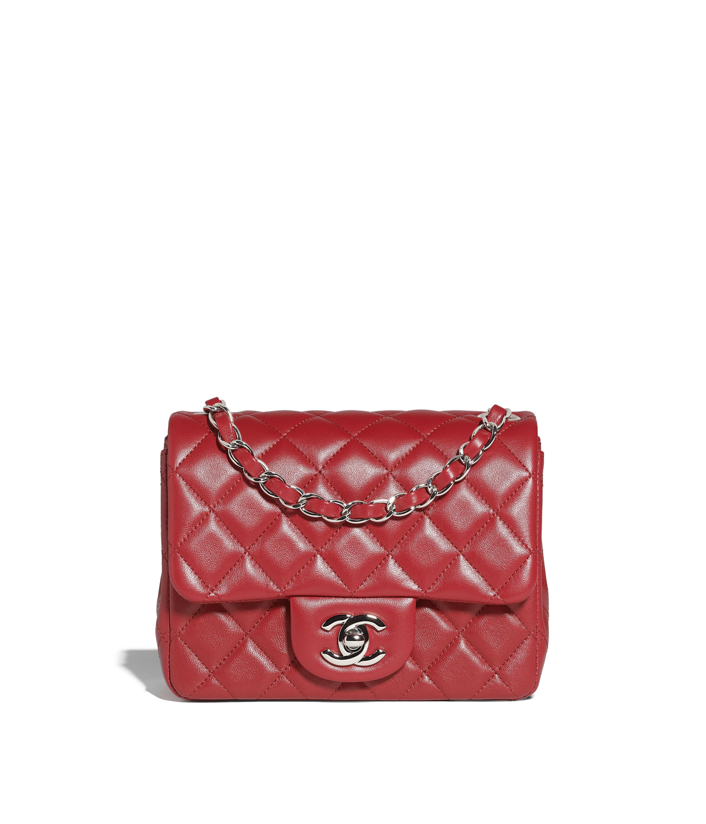 Chanel Red and Black Quilted Lambskin Mini Graphic Single Flap Silver  Hardware  MsAuth