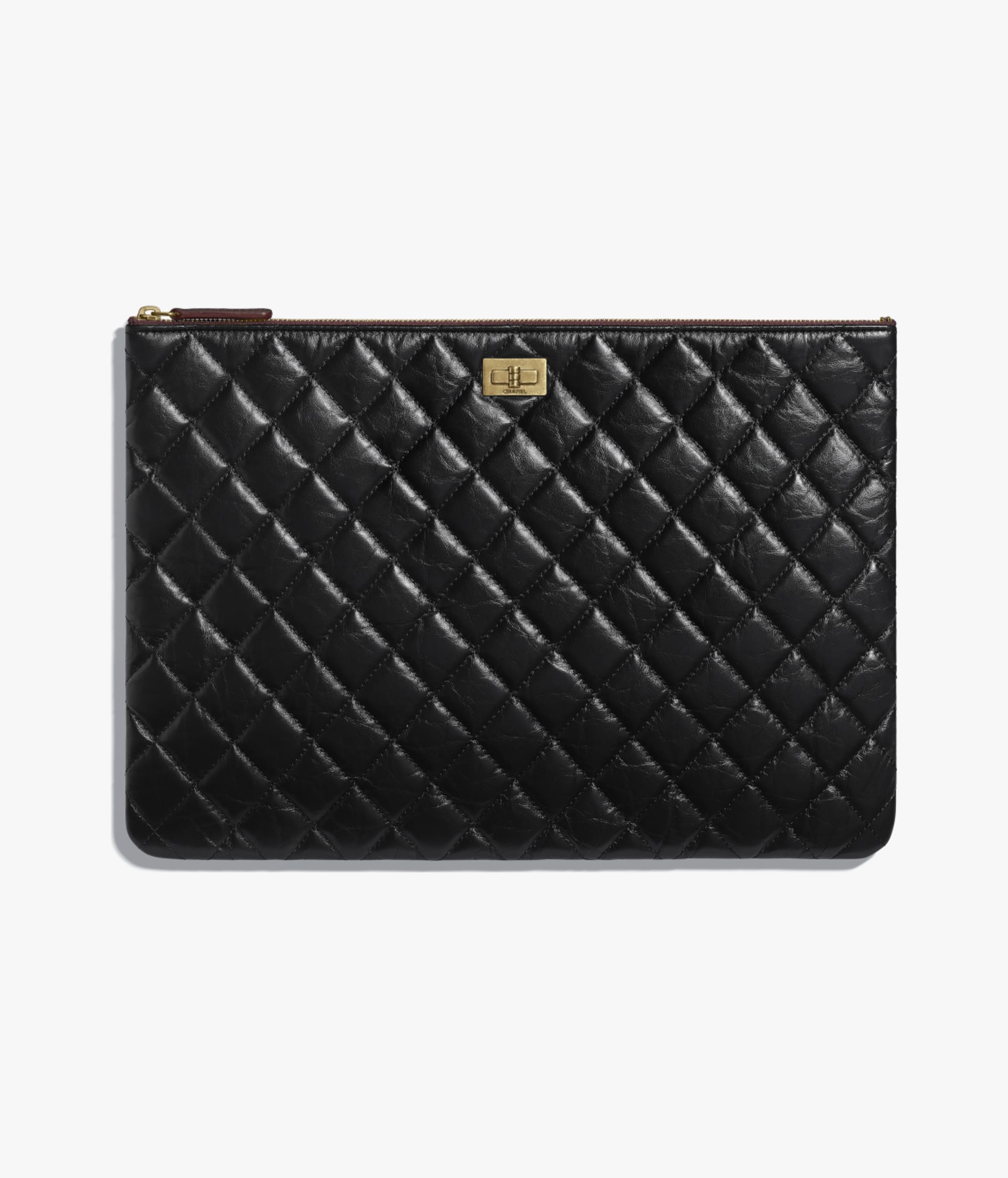 CHANEL METALLIC SILVER QUILTED LAMBSKIN PRINTED DATA CENTER O CLUTCH