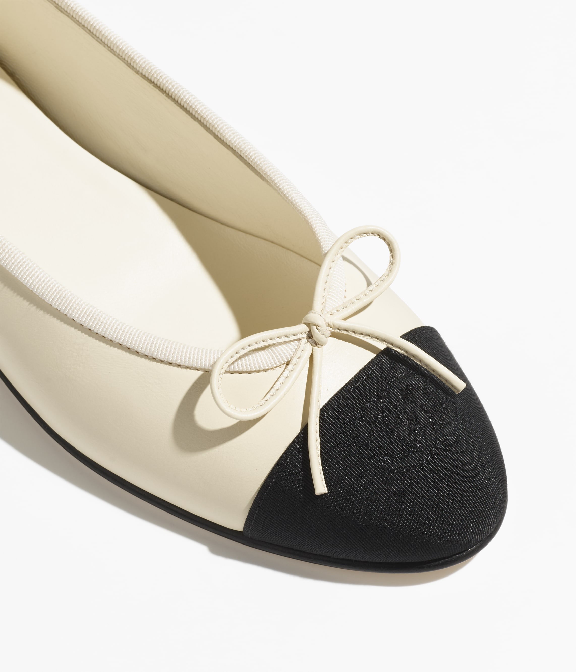 Chanel Coco Camelia Ballerina Flats in Ivory/Black