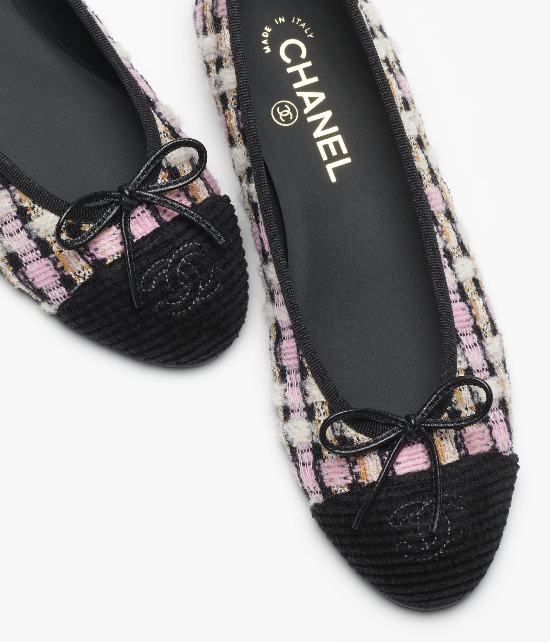 Ballet flats Wool and cotton tweed corduroy multicolor
