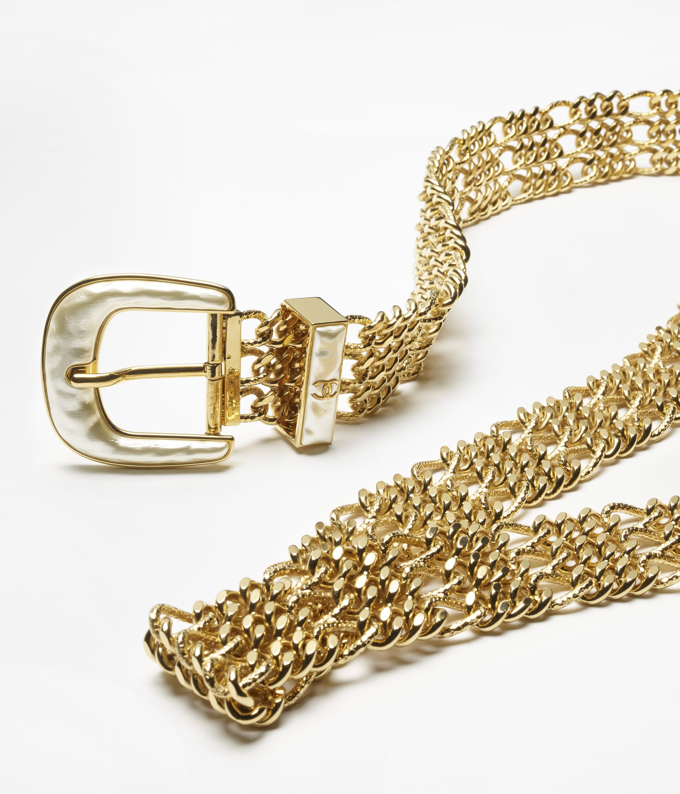 Chain belt Metal resin gold pearly white Fashion CHANEL