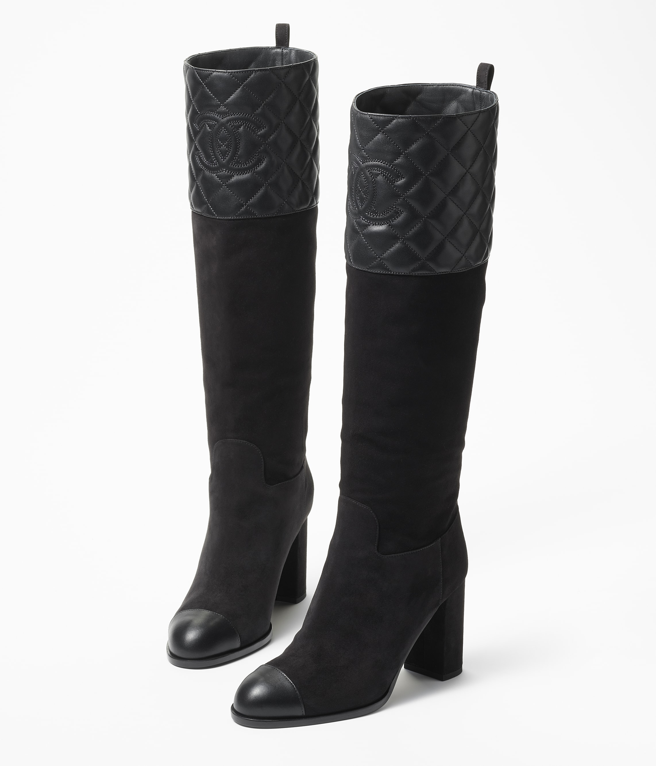 High boots - Suede calfskin & lambskin, black — Fashion