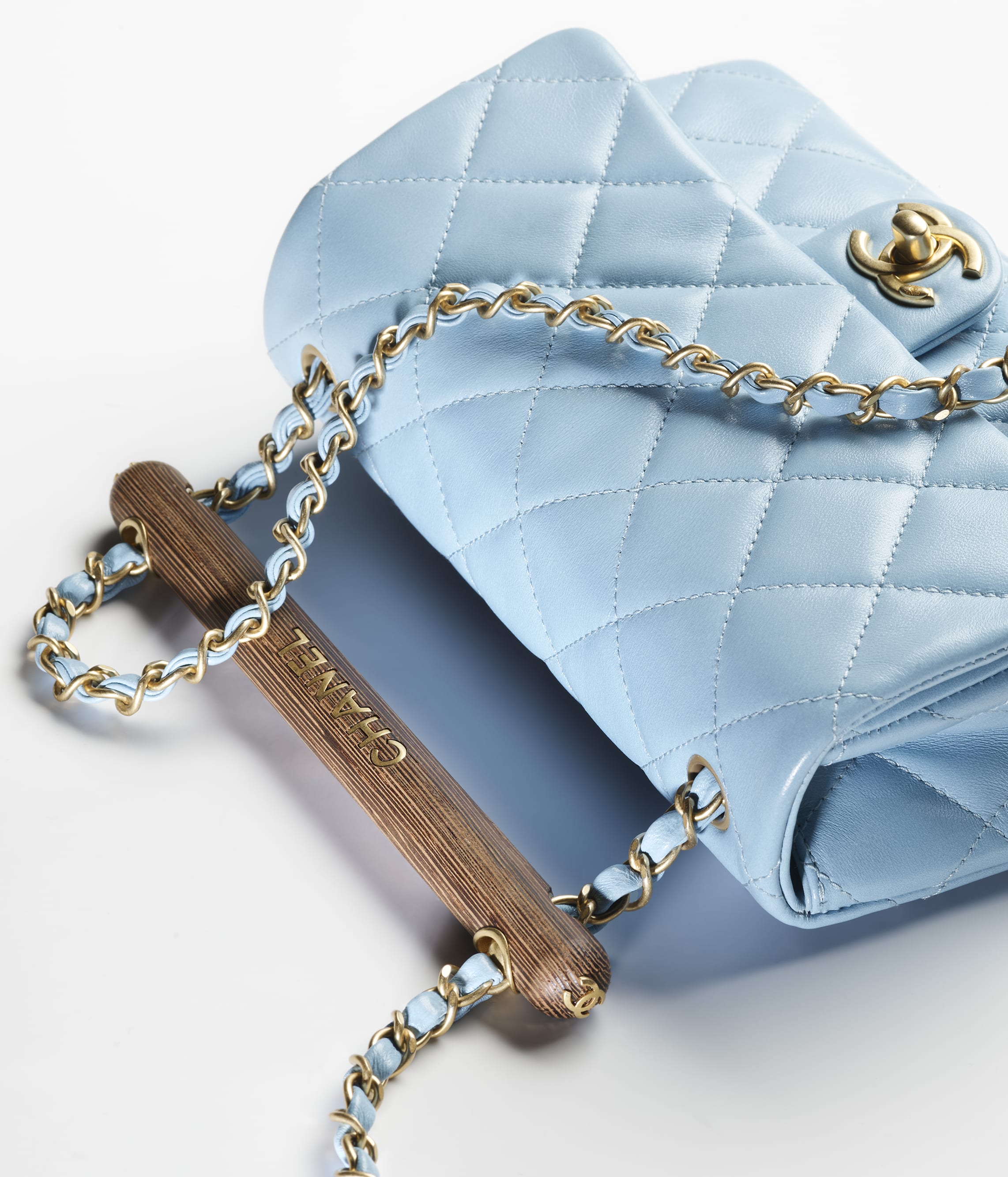 Small Flap Bag With Top Handle, Lambskin & Wenge Wood, Light Blue — Fashion  | Chanel