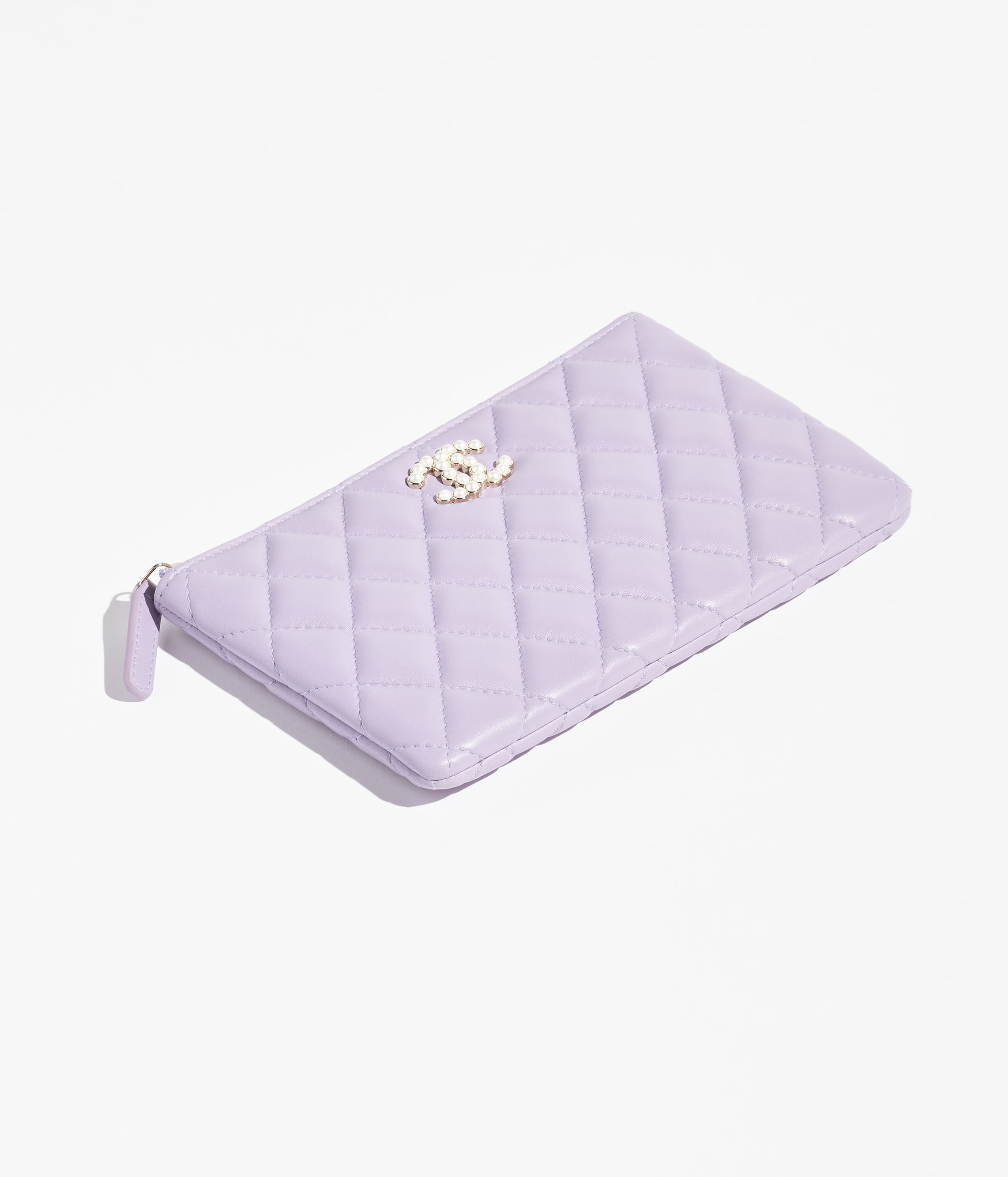 Small zipped pouch - Lammleder, modeschmuckperlen & goldfarbenes 