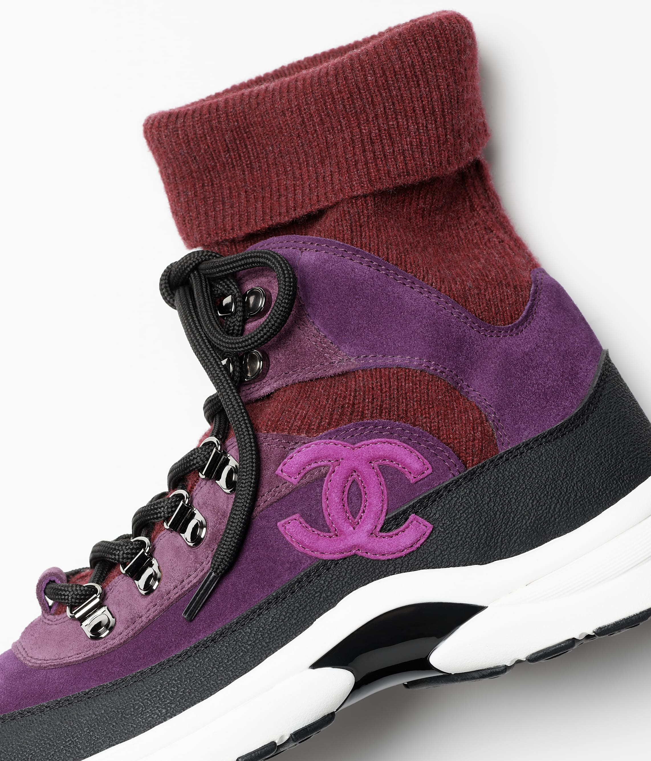 Trainers Suede calfskin knit dark purple burgundy Fashion