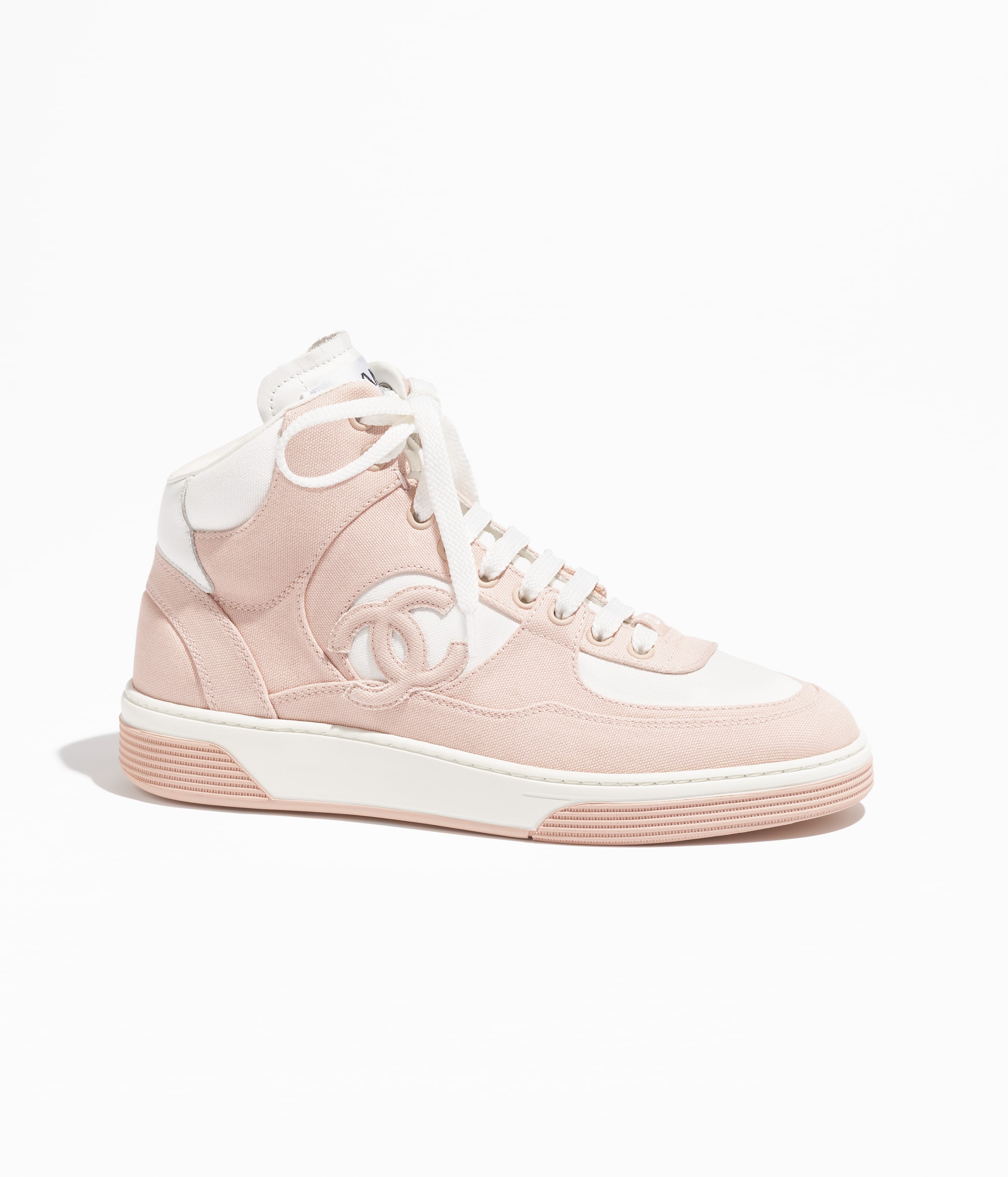 Sneakers - Cotton, light pink & white — Fashion | CHANEL