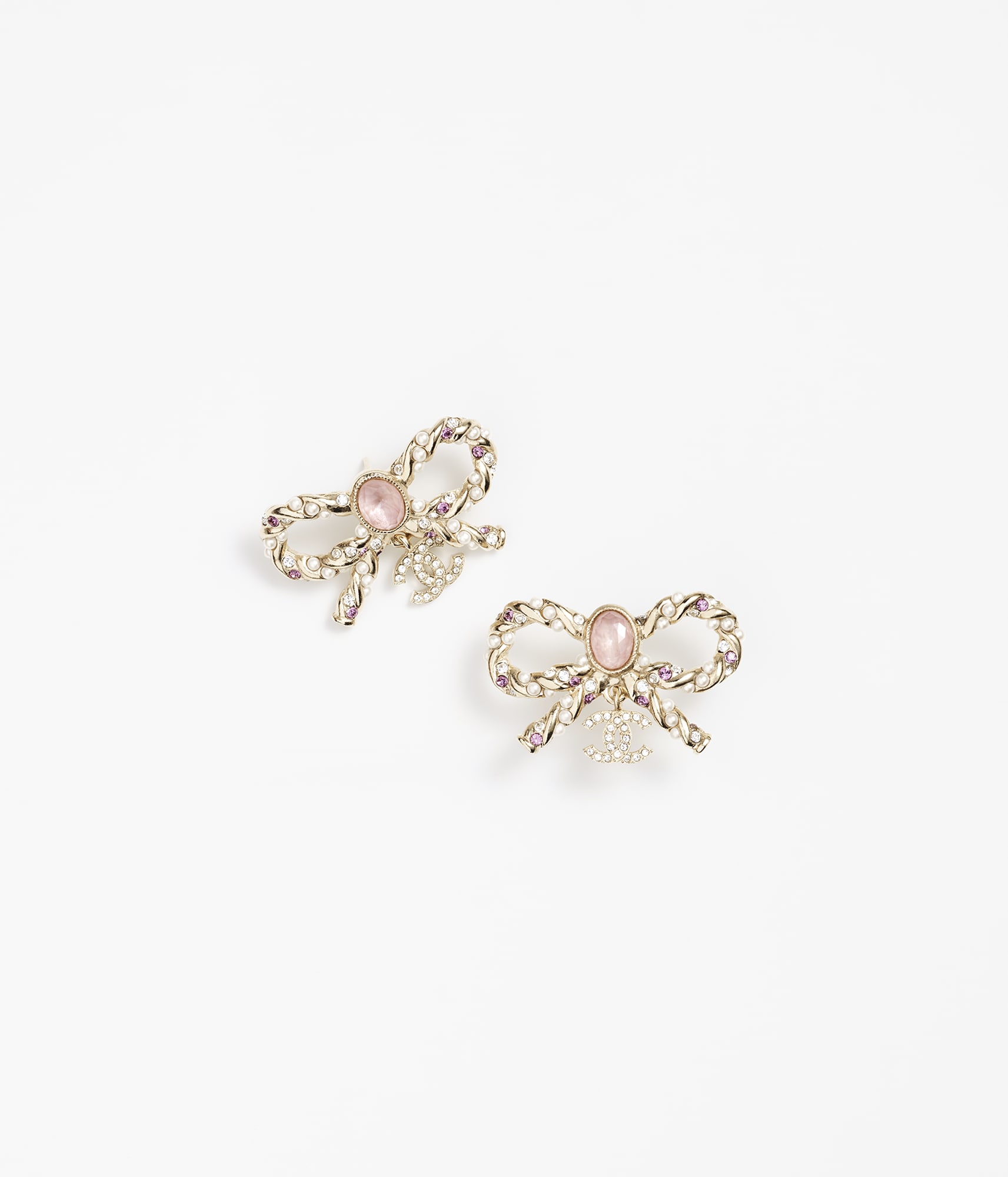 Stud earrings - Metal, glass pearls & strass, gold, pink, pearly white &  crystal — Fashion | CHANEL