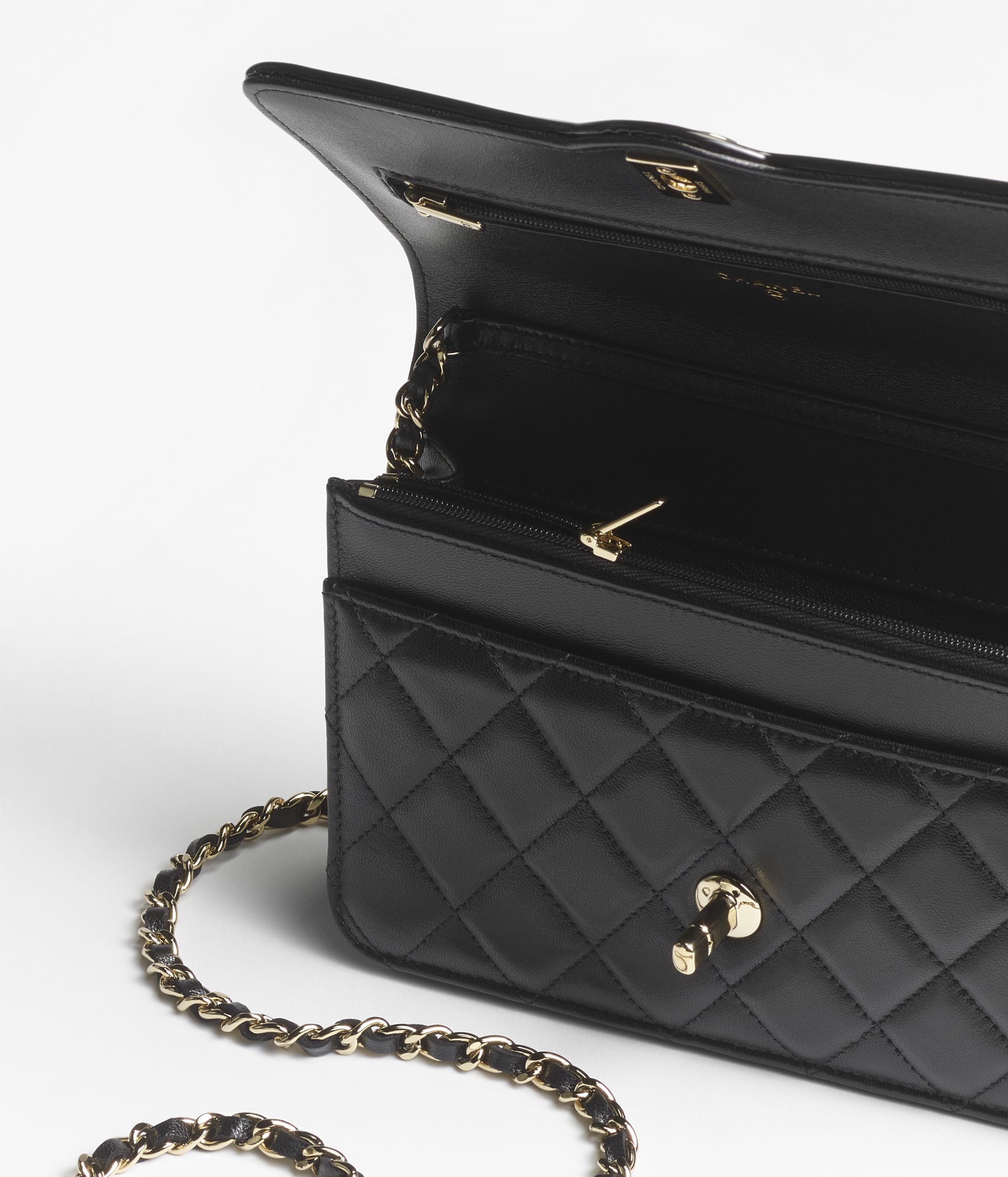 Chanel wallet on a chain black caviar on sale