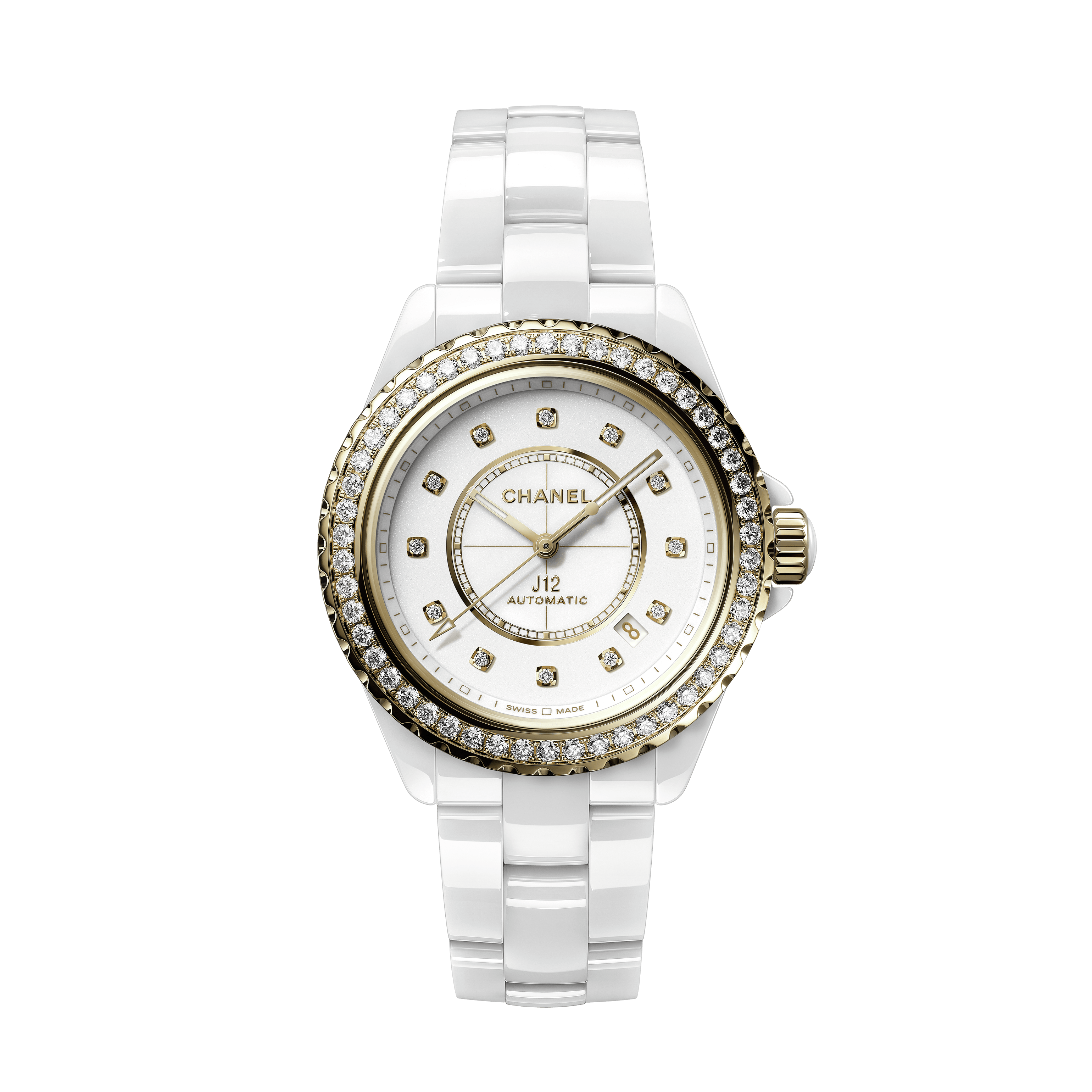 J12 ダイヤモンドベゼル キャリバー 12.1, 38mm - ホワイト