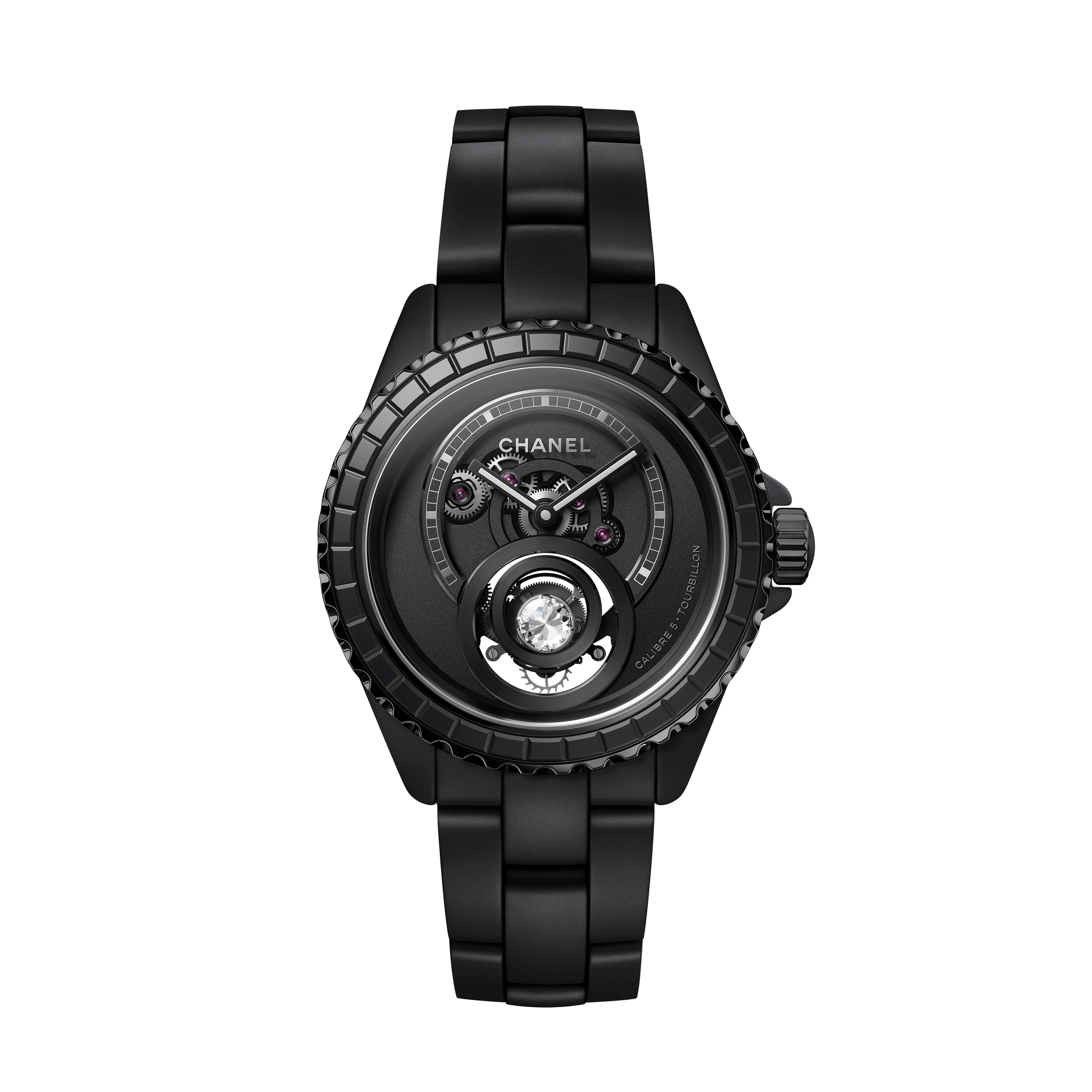 J12 ダイヤモンド トゥールビヨン キャリバー 5, 38mm - マット
